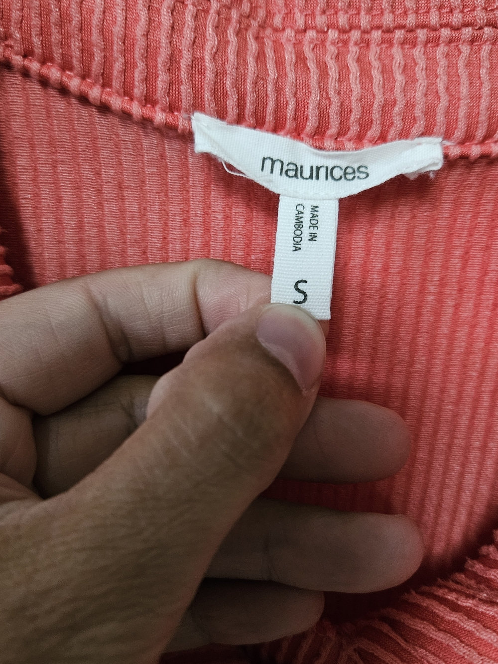 Maurices Women's Coral-Red Corduroy Button-Front Shirt - Picture 2 of 3